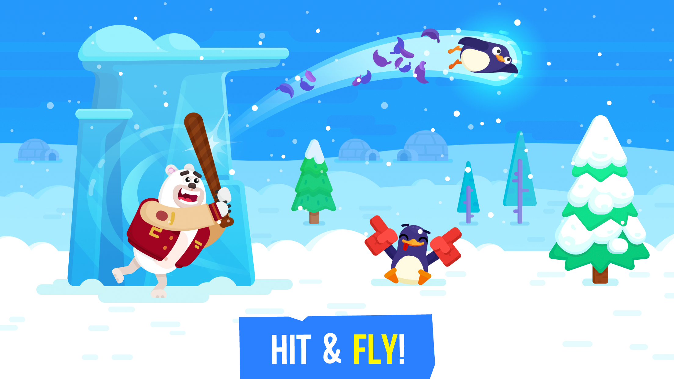 The Bouncemasters penguin collecting coins in flight